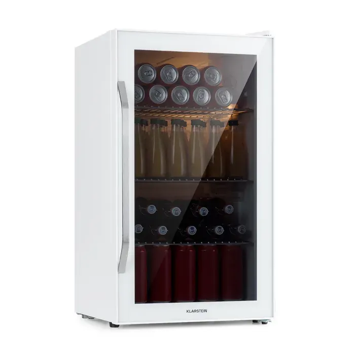 Klarstein Beersafe XXL Quartz Réfrigérateur 80 litres 3 étagères Porte en verre panoramique avec double isolation blanc