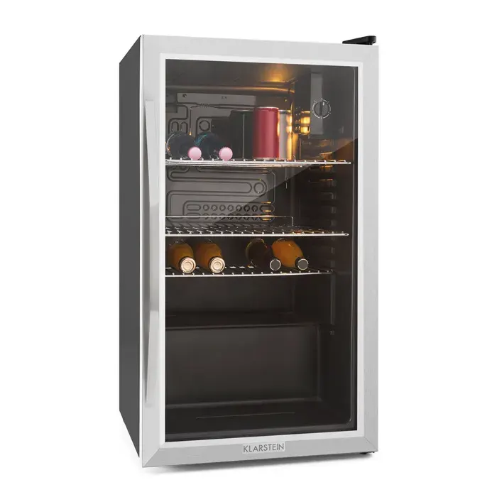 Klarstein Beersafe XXL Réfrigérateur 80 litres 3 étagères Porte en verre panoramique Acier inoxydable