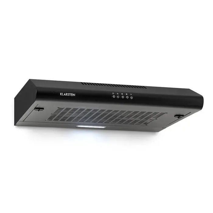 Klarstein Capannina Hotte casquette escamotable 60cm - Débit dair 166m³-h - Eclairage LED - Acier inoxydable - Noir