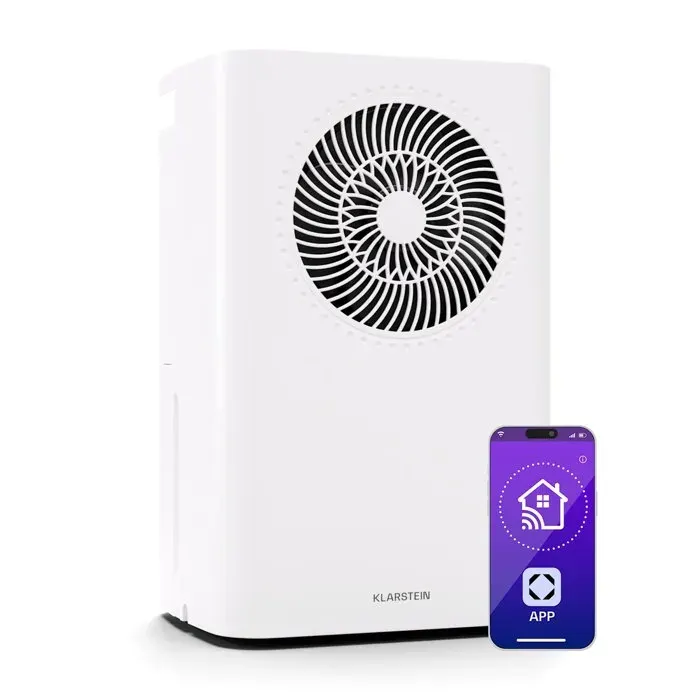 Klarstein CircleDry Déshumidificateur dair Smart Wi-Fi 38 dB 16 L Minuterie Anti-moisissure réglage de lhumidité jusquà 32 m²
