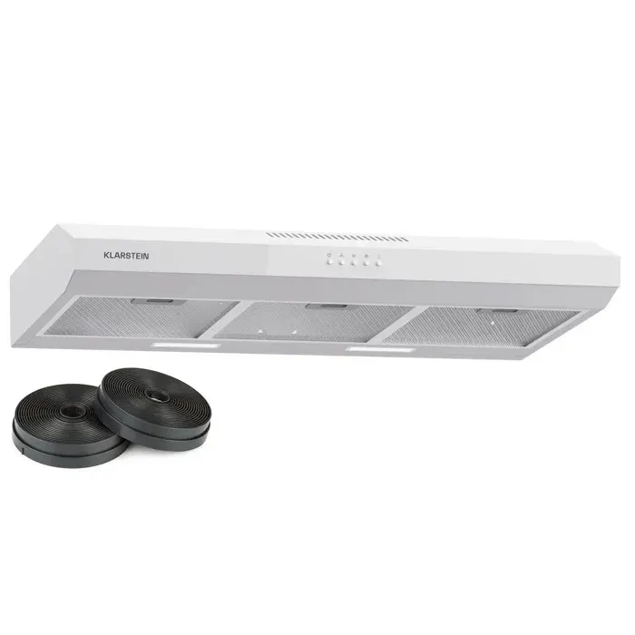 Klarstein Contempo 90 Hotte aspirante encastrée 90 cm 200 m³/h LED Acier inoxydable Acrylique Blanc