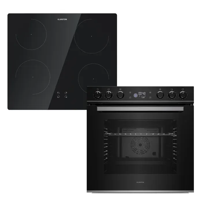 Klarstein ControlSync four & table de cuisson à induction Set 9 fonctions 4 zones de cuisson Capacité 73 L