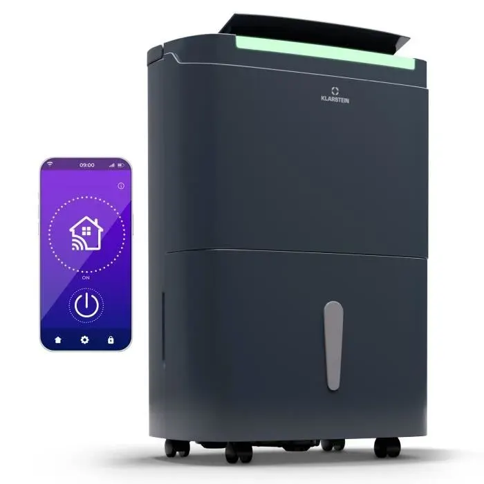 Klarstein Déshumidificateur dair électrique Smart Contrôle APP WiFi Absorbeur dHumidité 40L 35 à 45 m² Gris