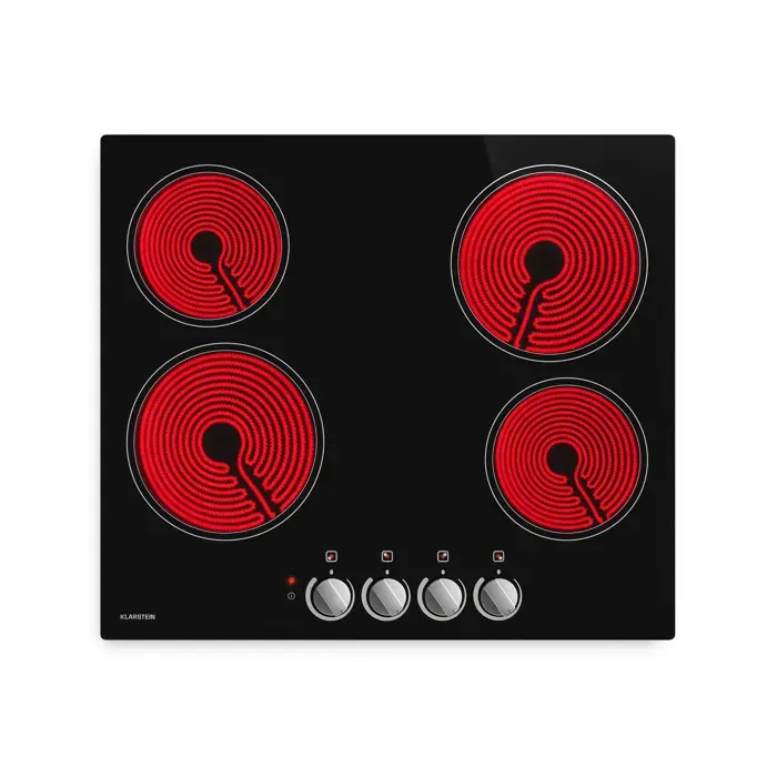Klarstein EasyCook plaque vitrocéramique 4 zones de cuisson 6000 W 11 niveaux de puissance 60 cm