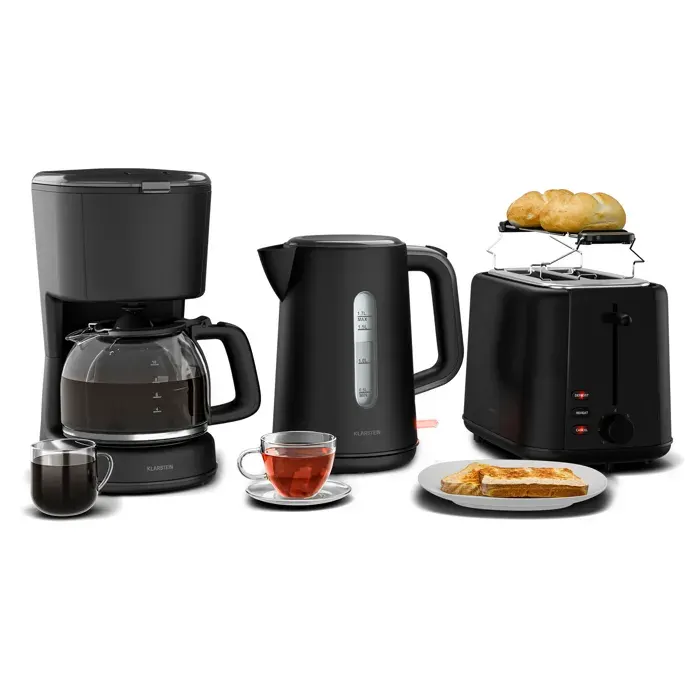 Klarstein Ensemble petit-déjeuner Velaire Grille-pain bouilloire & cafetière 800 W 10 tasses 17 l
