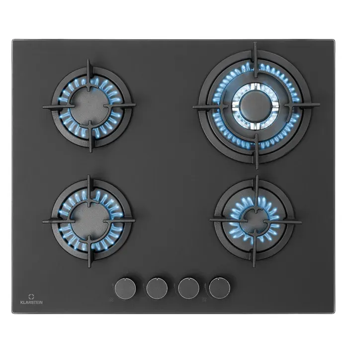 Klarstein Firetale plaque de cuisson à gaz 4 feux 60 cm brûleurs en aluminium avec tuyau et détendeur