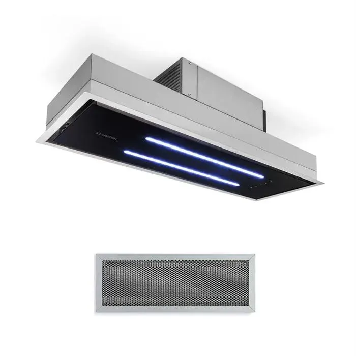 Klarstein High Line Hotte de plafond 77cm 410m3/h 3 niveaux classe C Noire