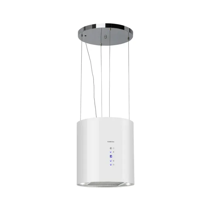 Klarstein Hotte aspirante îlot Barett Ø35cm recirculation 522 m³/h LED filtre à charbon actif