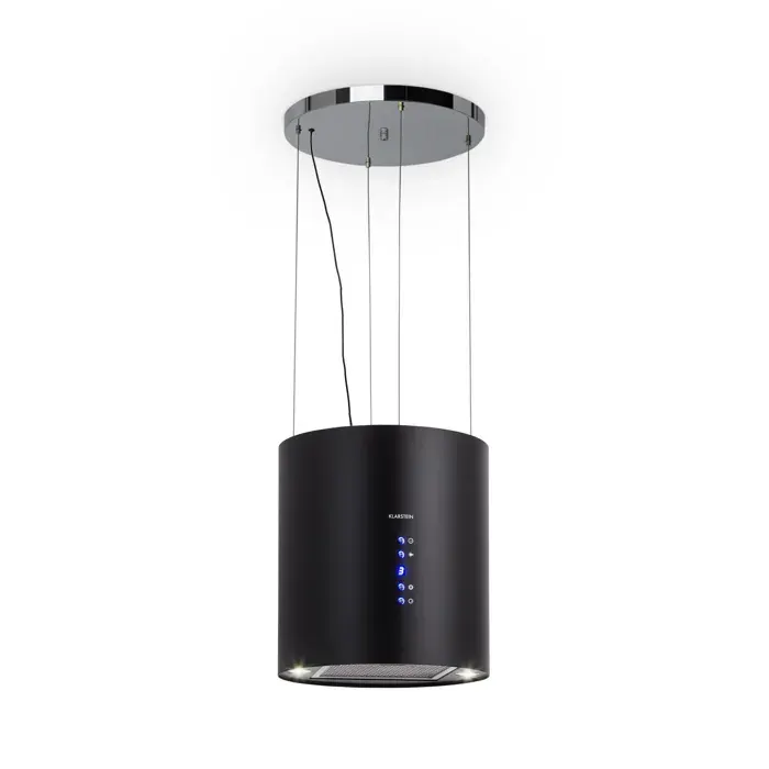 Klarstein Hotte aspiranteîlot Barett Ø35cm recirculation 522 m³/h LED filtre à charbon actif