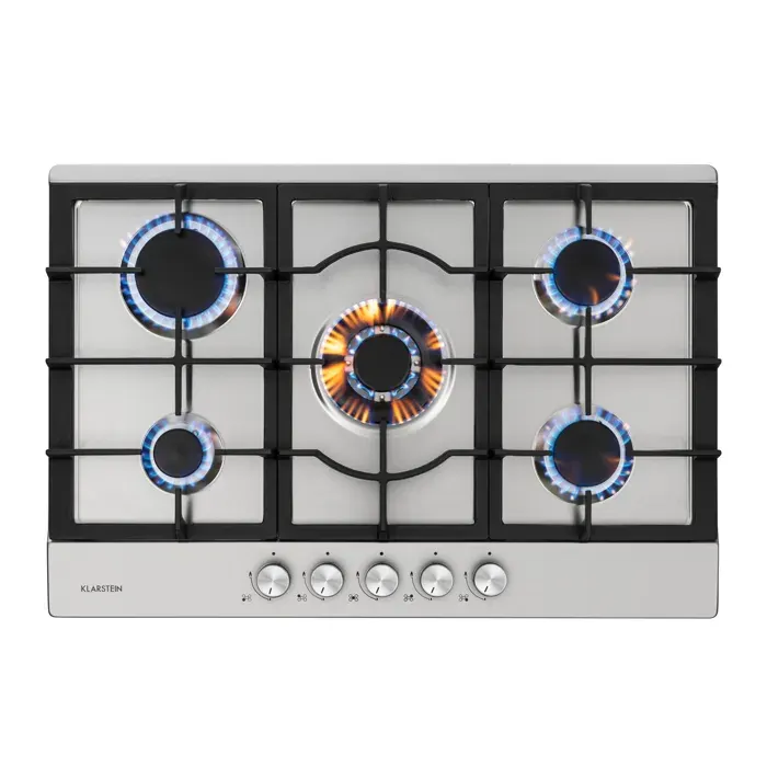 Klarstein Ignito 5 Table de cuisson à gaz 5 zones 5 brûleurs - Inox argent
