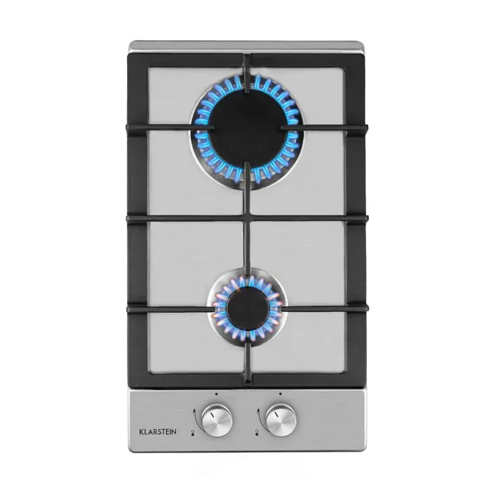 Klarstein Ignito Domino Table de cuisson à gaz 2 brûleurs - Inox argent