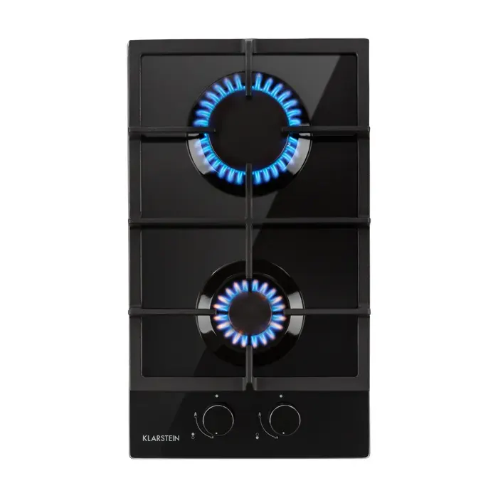 Klarstein Ignito Domino table de cuisson à gaz 2 feux brûleurs vitrocéramique noire