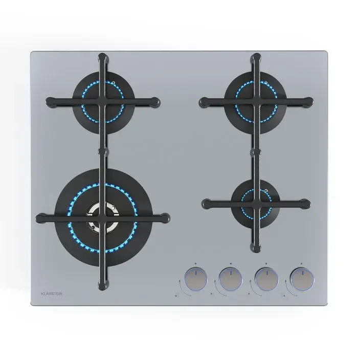 Klarstein Illuminosa 4 plaque de cuisson gaz 4 feux brûleurs Sabaf acier inoxydable
