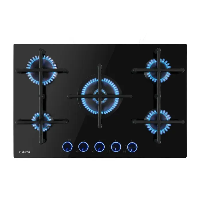 Klarstein Illuminosa 5 plaque de cuisson gaz 5 feux brûleur Sabaf vitrocéramique