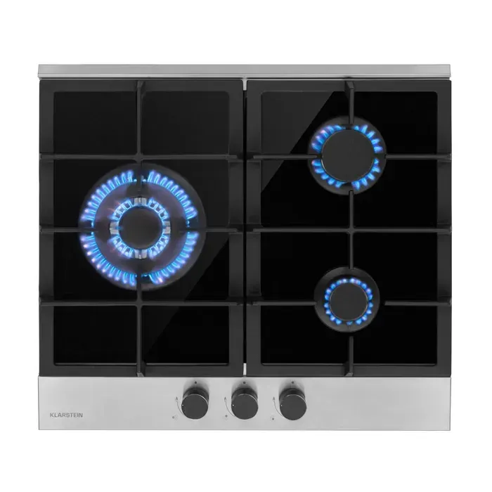 Klarstein Plaque de cuisson à gaz Alchemist 3 3 feux brûleur en aluminium verre céramique
