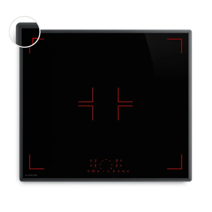 Klarstein RedFlame plaque à induction Moderne élégante & puissante 4 zones de cuisson 7000 W 60 cm