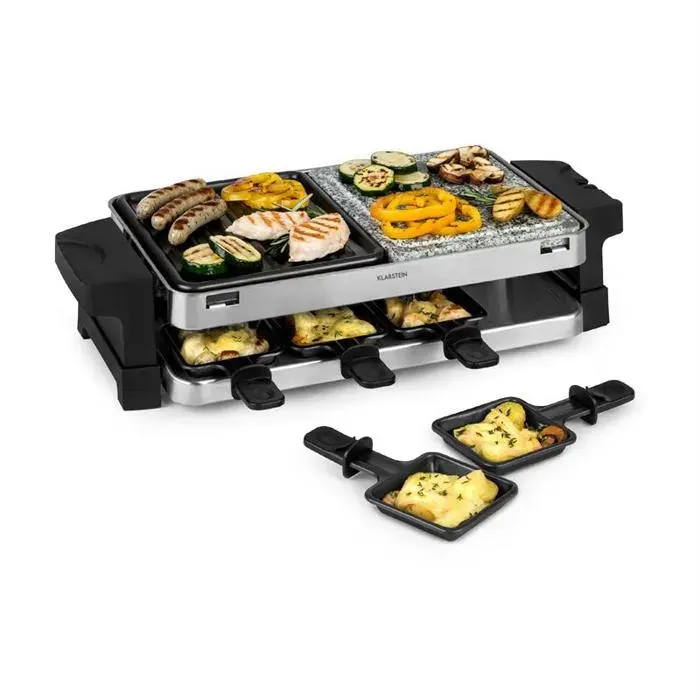 Klarstein Sirloin Appareil à raclette pour 8 personnes 1500W aluminium & pierre