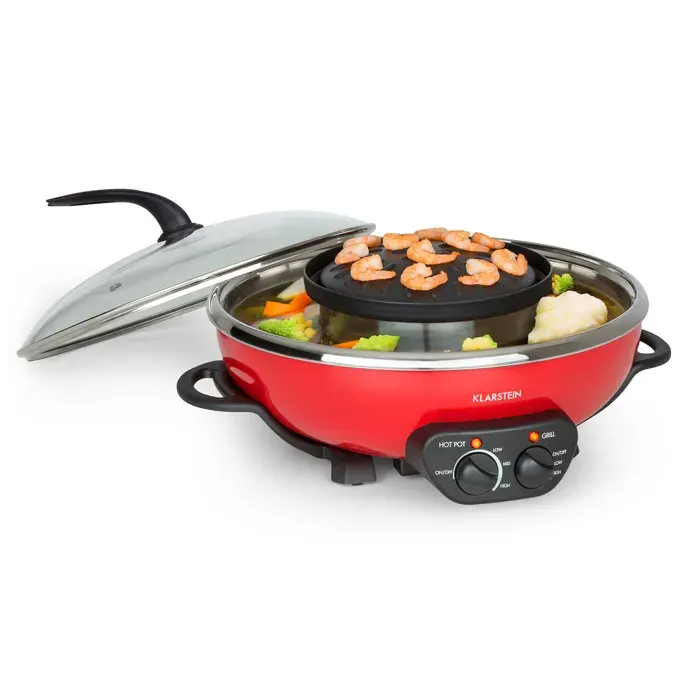 Klarstein Szechuan Hot Pot et plaque grill 5l 1350 W 600 W rouge