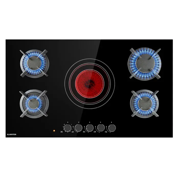 Klarstein Table de cuisson MultiChef 5 Kombi gaz/vitrocéramique 5 zones