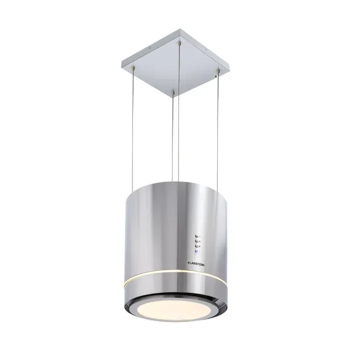 Klarstein Tron Ambience hotte d’îlot Ø38cm recyclage 540m³/h LED inox