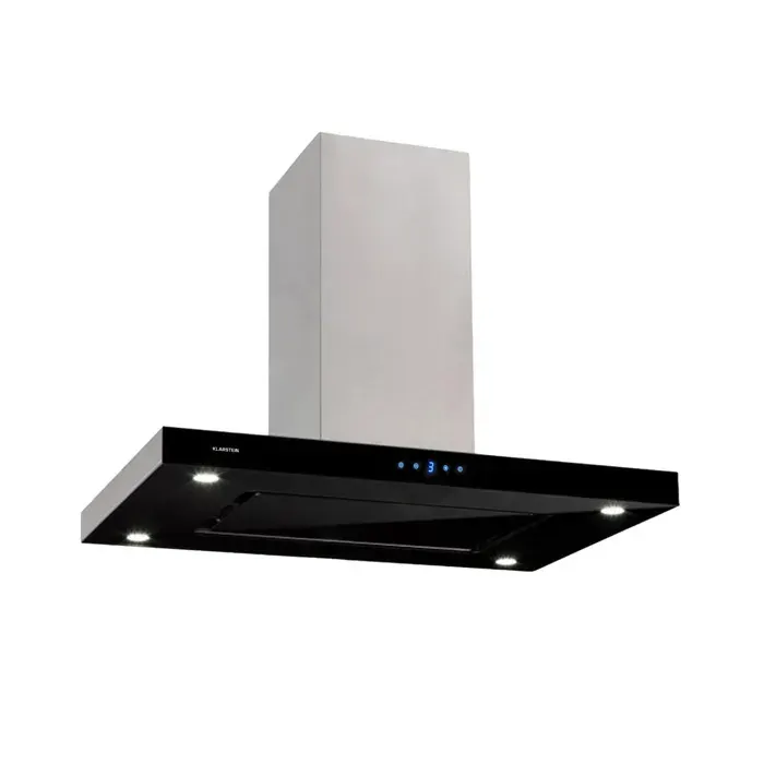 Klarstein Valeria hotte îlot 90cm 642m³/h extraction tactile LED verre inox