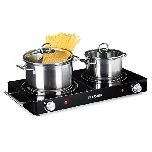 Klarstein VariCook Duo Black Edition - Double plaque chauffante Plaque infrarouge 3000 W Plaque en céramique Foyers