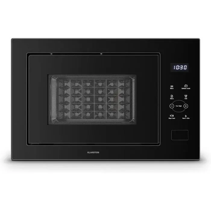 Klarstein Velaire Micro-ondes Encastrable avec Grill 25 Litres 850W + 1200W Noir Acier Inox