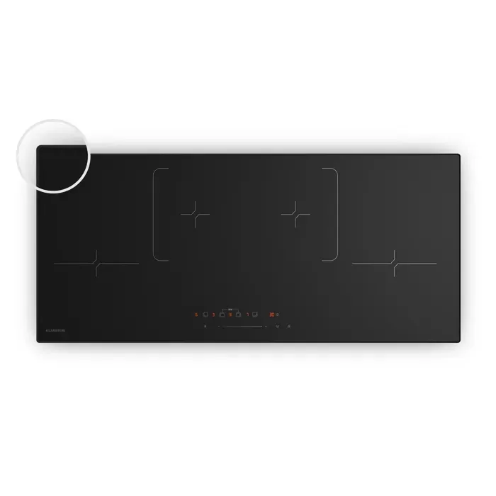 Klarstein Velaire plaque à induction étroite Élégante minimaliste puissante 4 zones de cuisson 7000 W 90 cm