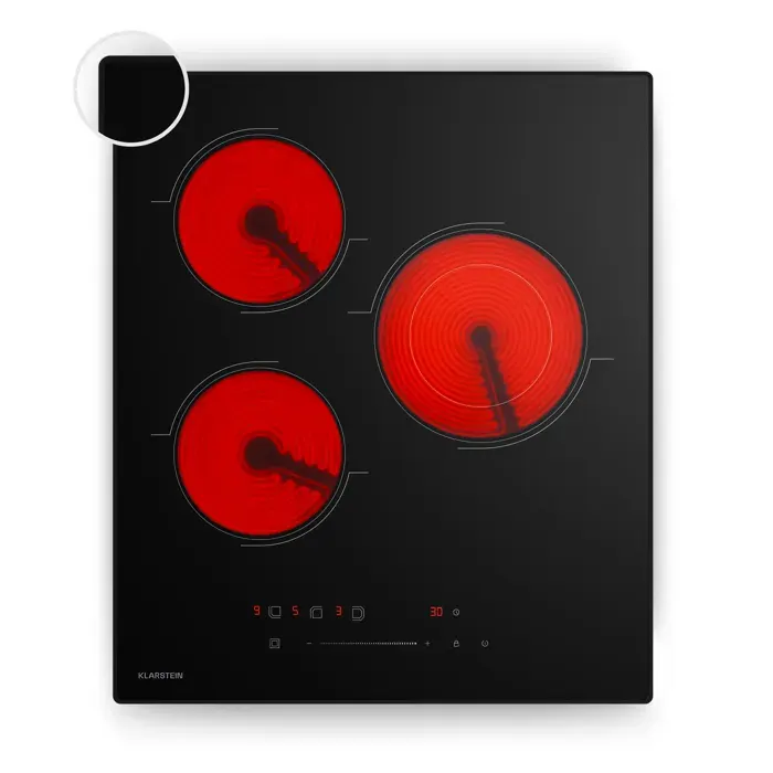 Klarstein Velaire plaque vitrocéramique Élégante minimaliste gain de place 3 zones de cuisson 4100 W 45 cm