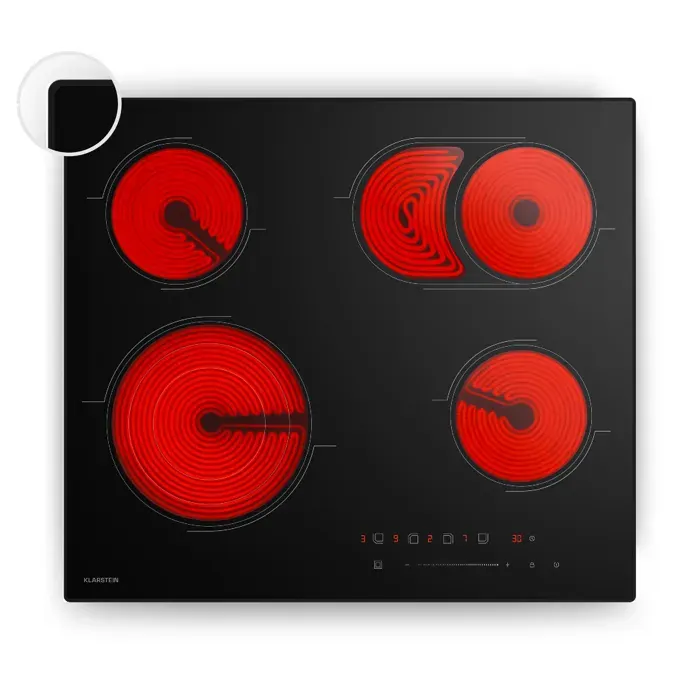 Klarstein Velaire plaque vitrocéramique Élégante minimaliste puissante 4 zones de cuisson 6700 W 60 cm