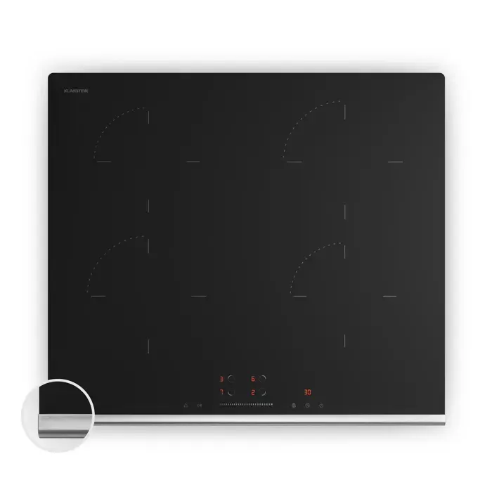 Klarstein Verosteel plaque à induction Élégante minimaliste puissante 4 zones de cuisson 7400 W 60 cm