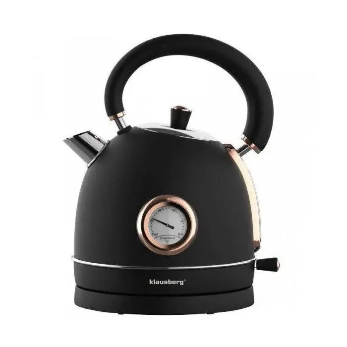 Klausberg KB-7905 RETRO — Bouilloire électrique 18 L 2200 W avec thermomètre noir