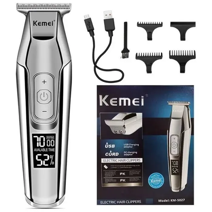 Km-5027 Kemei professionnel tondeuse à cheveux tondeuse à barbe pour hommes tondeuses à cheveux LCD affichage