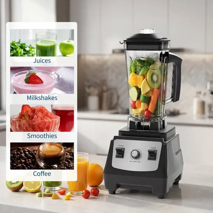 KOIOPLIE Mixeur 1400W 8 lames inox 9 vitesses blender 2L polycarbonate broyeur glace pour smoothies soupes