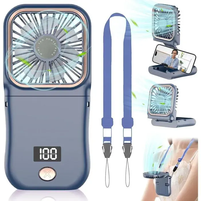 Kouric Ventilateur PortableVentilateur de Poche à MainMini Ventilateur Portatif Rechargeable avec Affichage LED