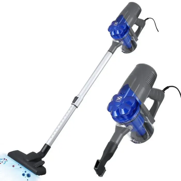 Kranich® Aspirateur Balai Sans Sac 12KPA 2 en 1 Cyclonique Silencieux Léger 600W Portable Silencieux pour Tapis Poils Maison Voiture