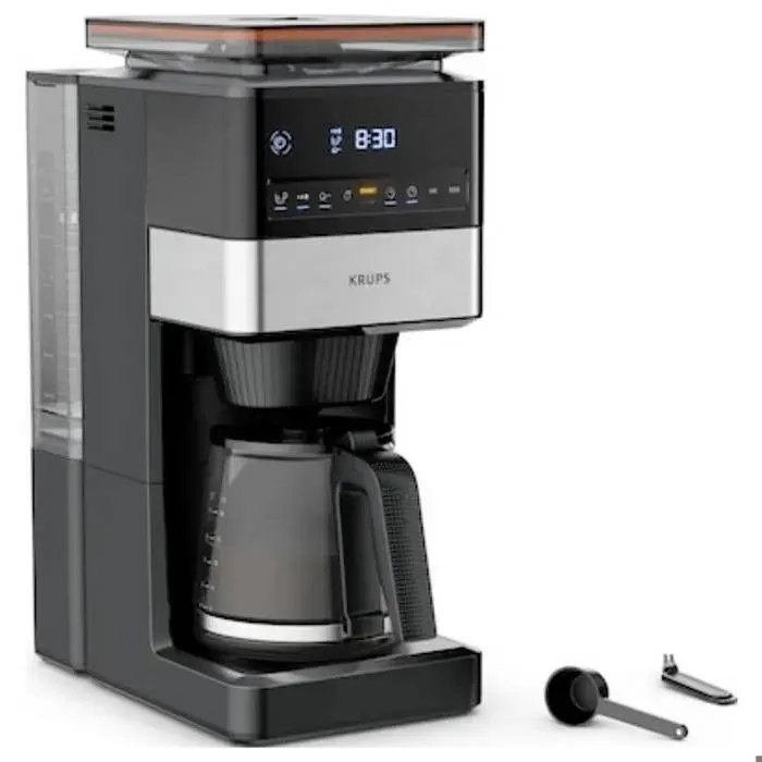 Krups Cafetière noir argent Nombre de tasse=18 avec broyeur écran