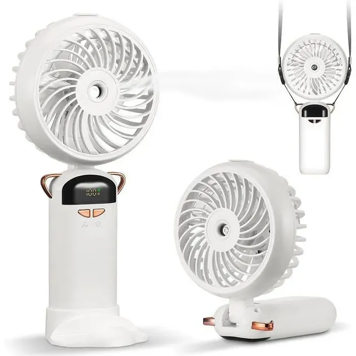 Kssvzz Mini Ventilateur Portable avec Brumisateur USB Ventilateur Rechargeable Main 5 vitesses Petit Ventilateur de Poc VENTILATEUR