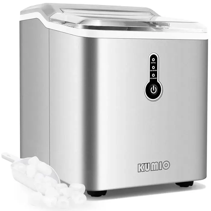 KUMIO Ice Maker 12 kg24 h 9 Thick Ice Cubes Ready in 6-9 Min Ice Scoop and Basket and Water Tank Ice Cube Machine for Home Kit