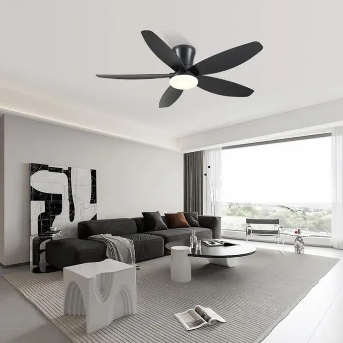 Kviflon ventilateur de plafond LED noir 122 cm moteur DC silencieux