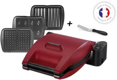 Lagrange - Croque, Gaufrier, Gaufrette Premium Gaufres Rouge Mat - Spatule