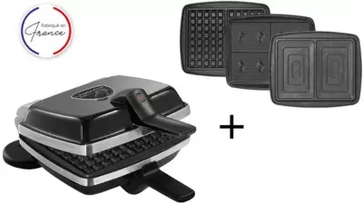 Lagrange - Croque, Gaufrier, Gaufrette Super 2 Antiadhésif Noir Gaufres +Gt+Cm