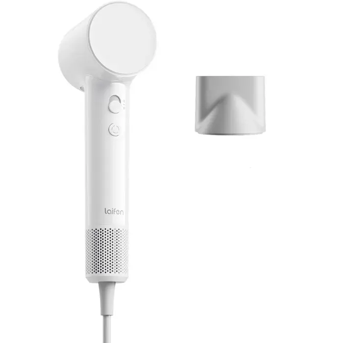 Laifen Air Sèche-Cheveux 280 g Léger 200M Ions 110k Rpm 60dB Max 2 Vit et 5 Temp Séchage 3min Mode Enfant - Blanc