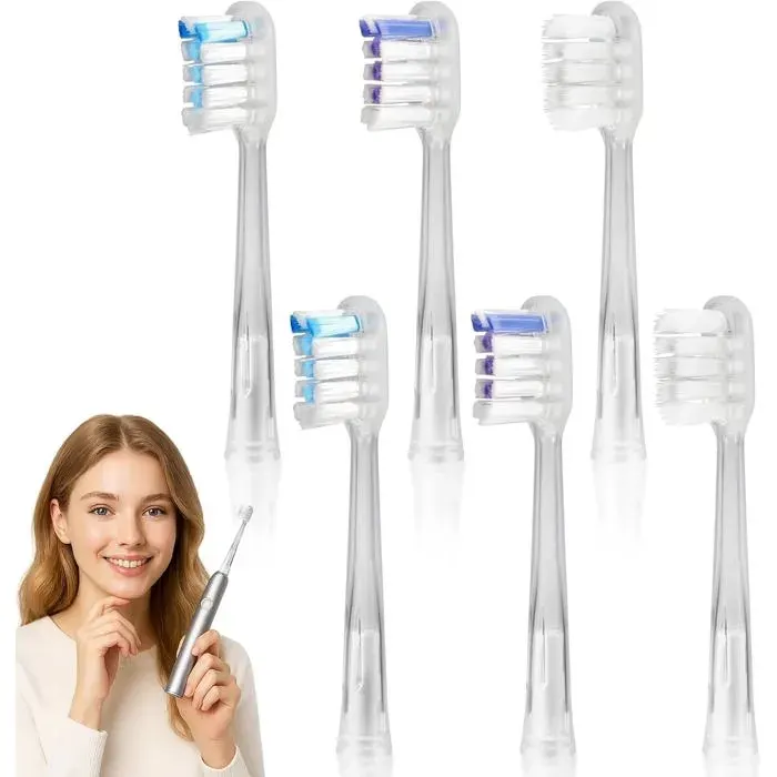 Laifen Lot de 6 têtes de brosse à dents de rechange pour adultescompatibles avec la brosse à dents électrique Laifen