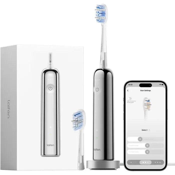 LAIFEN - WAVE PRO Polish et transparent - Brosse à dents électrique - Produit connecté - 2 programmes - Gris