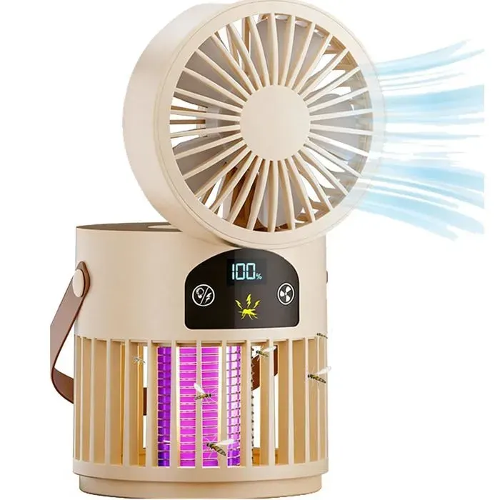 Lampe anti-moustiques ventilateur 3600mAh rechargeable blanc cassé Cuneary