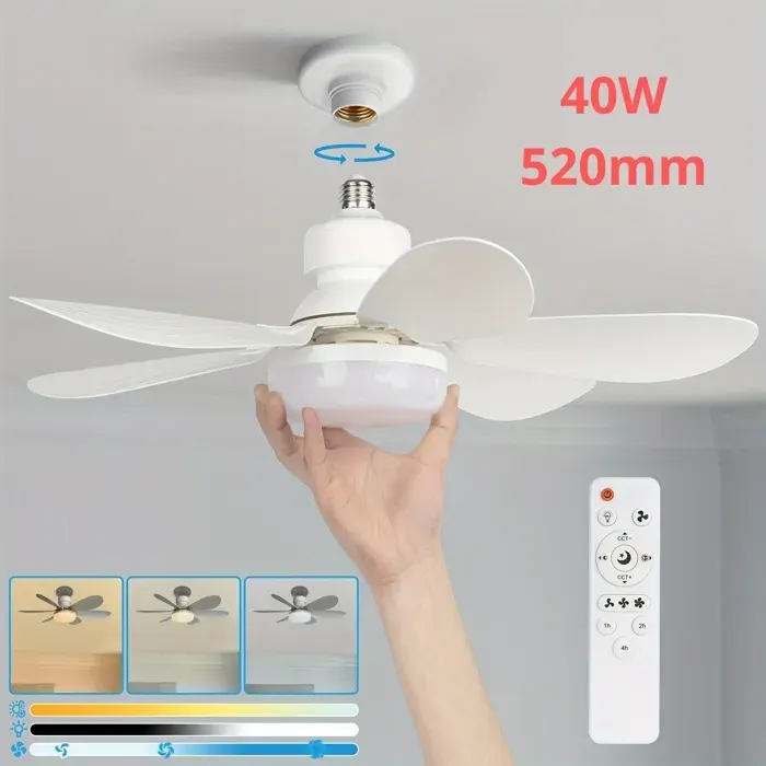 Lampe de ventilateur à pr avec télécommande petit ventilateur de plafond de 205 pouces avec LED ventilateur à vis sans fi[MM249]