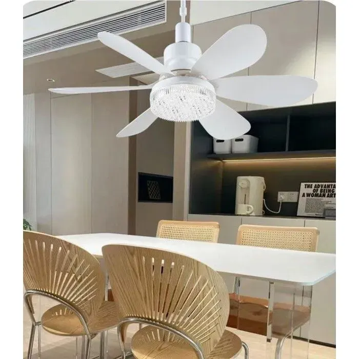 Lampe de ventilateur à six pales 40W 52 cm pales blanches couvercle blanc laiteux avec support de lampe-Oliv VENTILATEUR DE PLAFOND