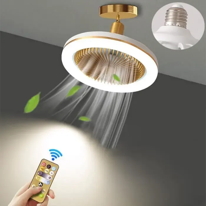 Lampe de ventilateurYSTP 26cm chambre à coucher salle à manger cuisine E27 ventilateur de plafond angle réglable 30w (blanc)