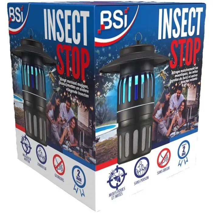 Lampe UV aspirante Mouches et moustiques - Ventilateur intégré - Jusqu’à 60 m² - BSI